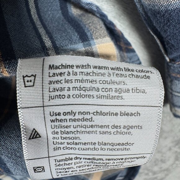 Carhartt Men’s L Blue Tan Plaid Long Sleeve Button Up Workwear Shirt - Picture 5 of 10